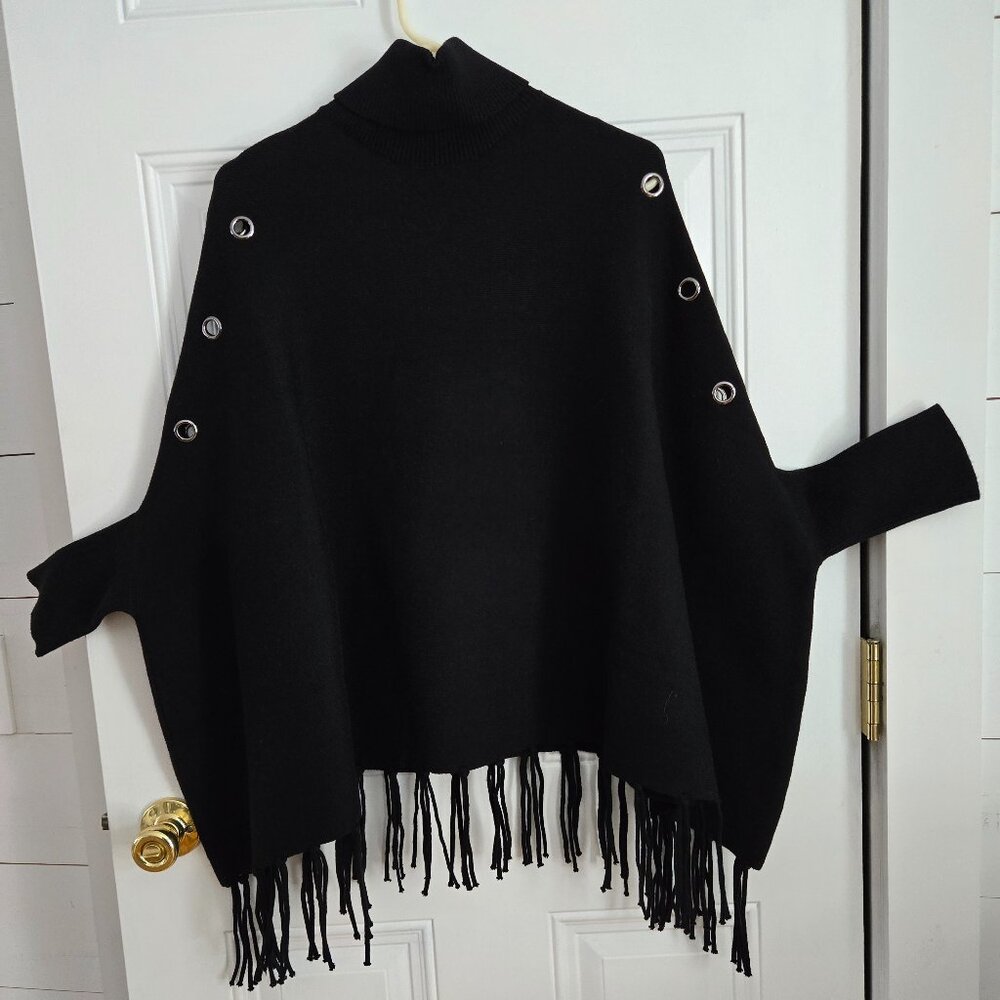 Black Turtleneck Sweater Cape